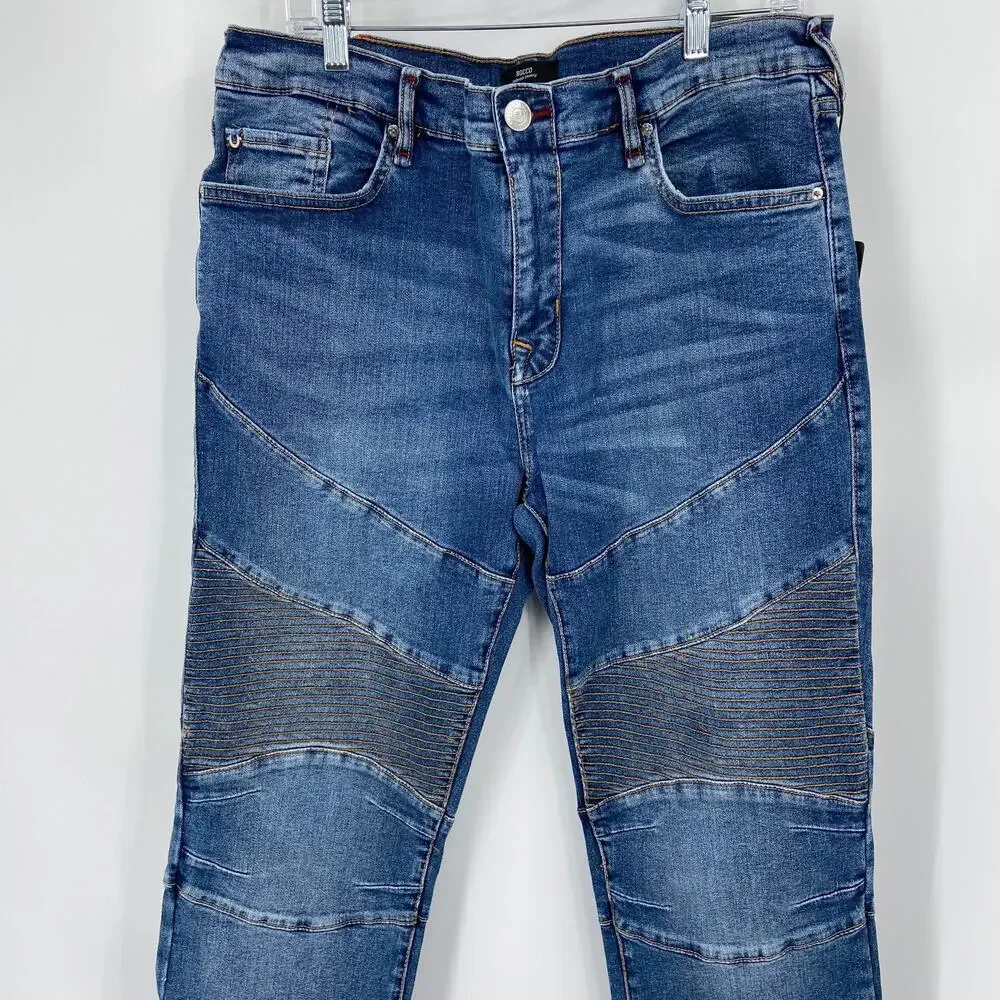 True Religion Jeans Mens Size 36 Rocco Moto‎ Med Sonic Indigo Stretch